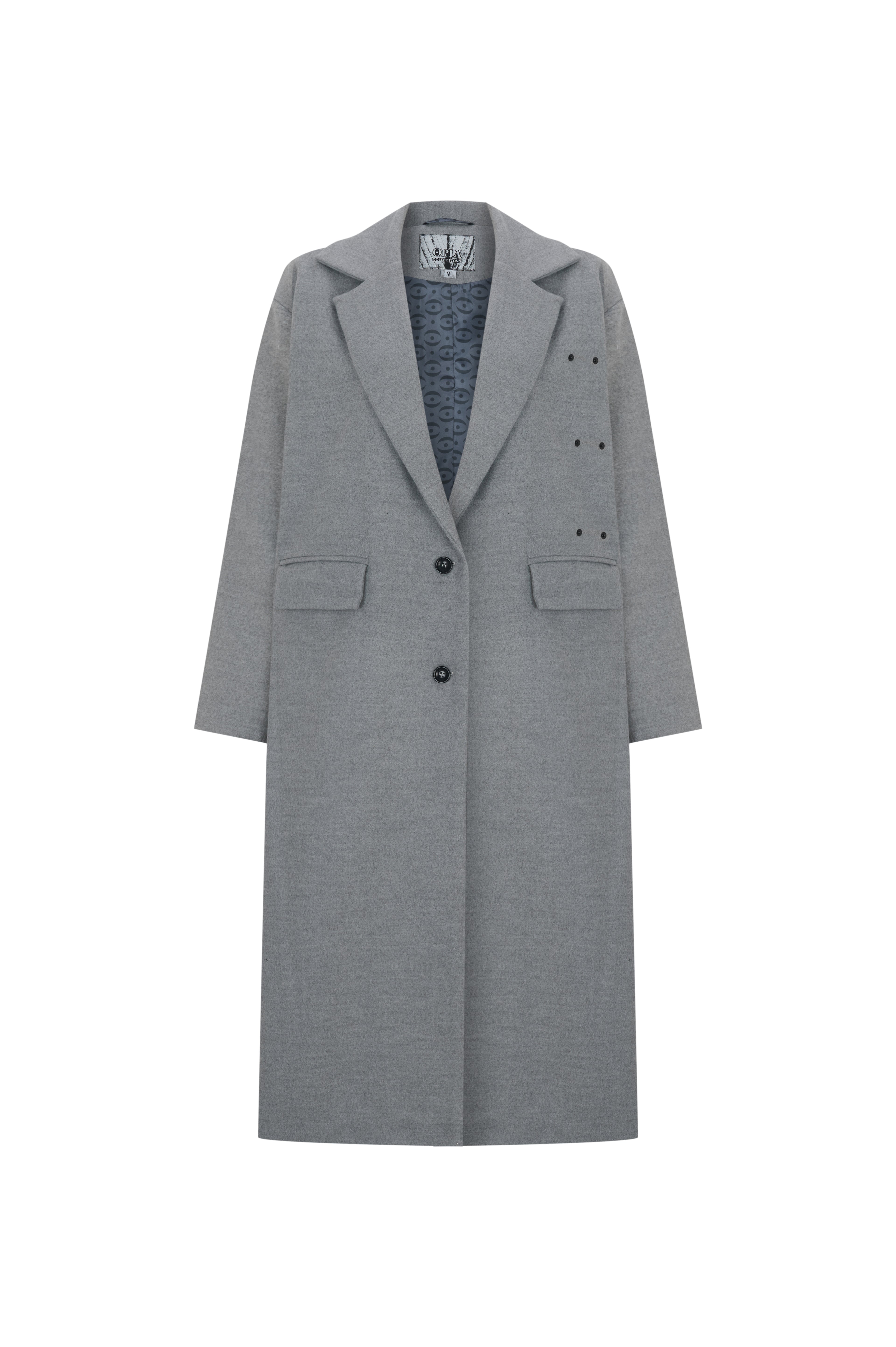 Oversize Gri Kaşe Kaban
