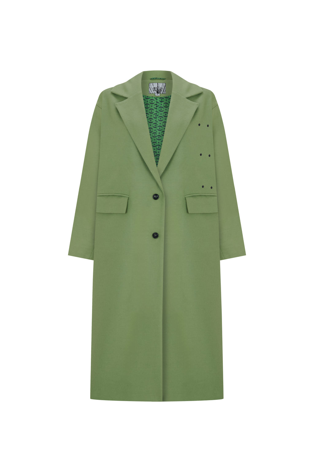 Oversize Yeşil Kaşe Kaban