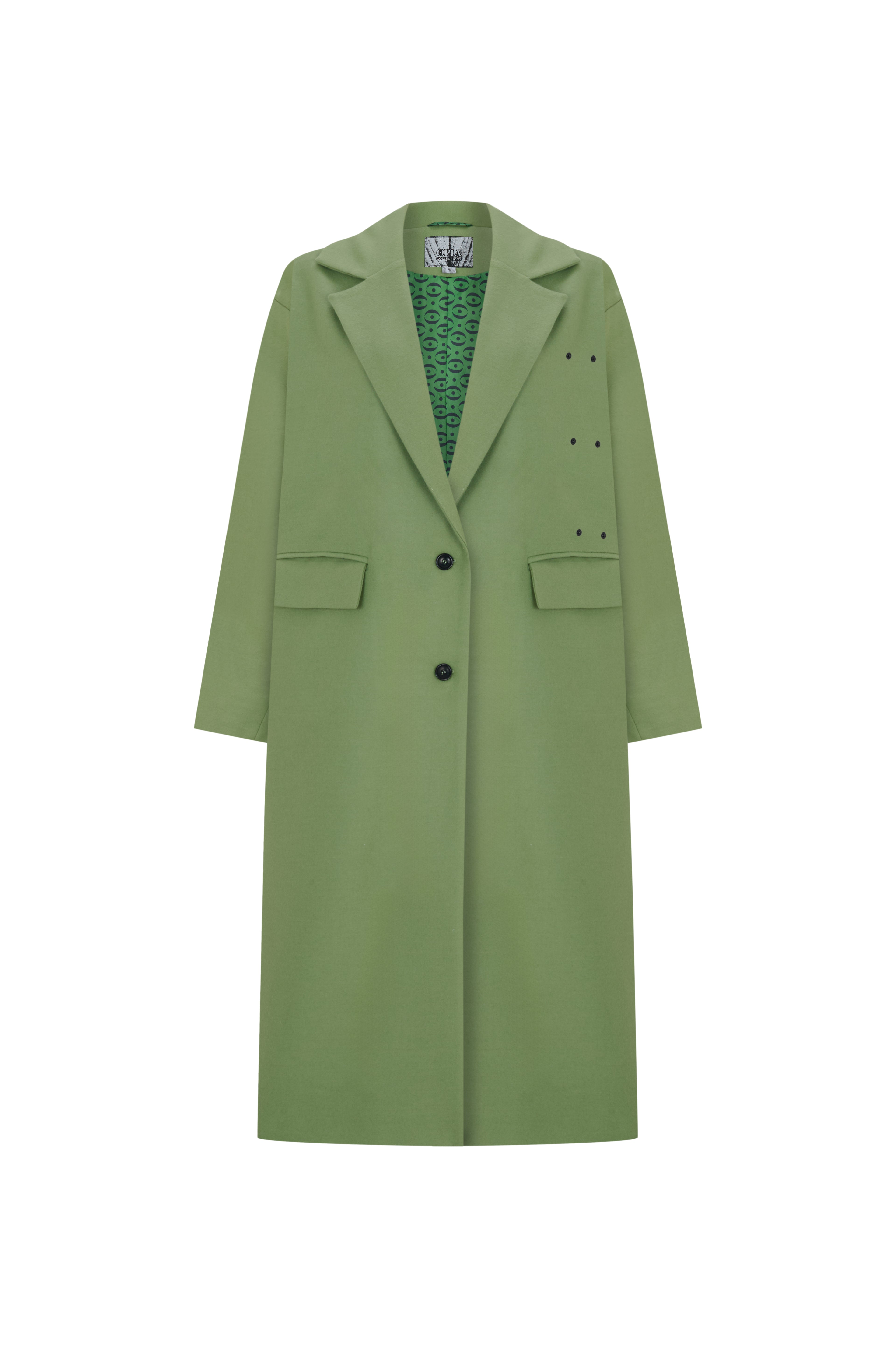 Oversize Yeşil Kaşe Kaban