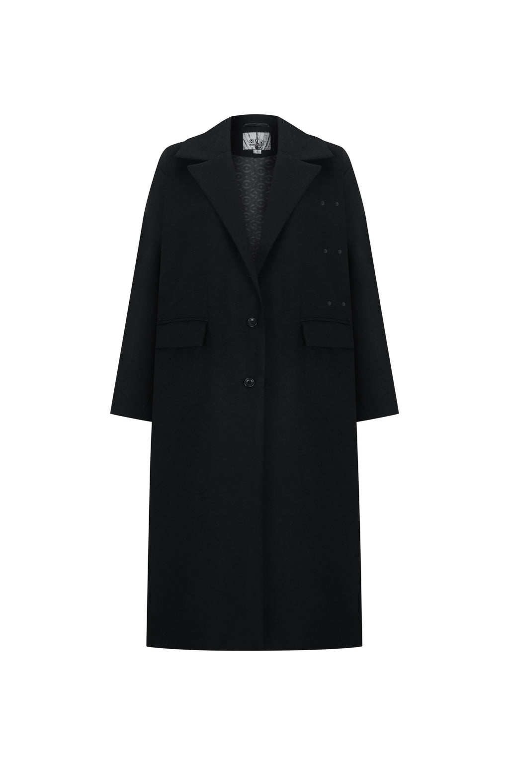 Oversize Siyah Kaşe Kaban