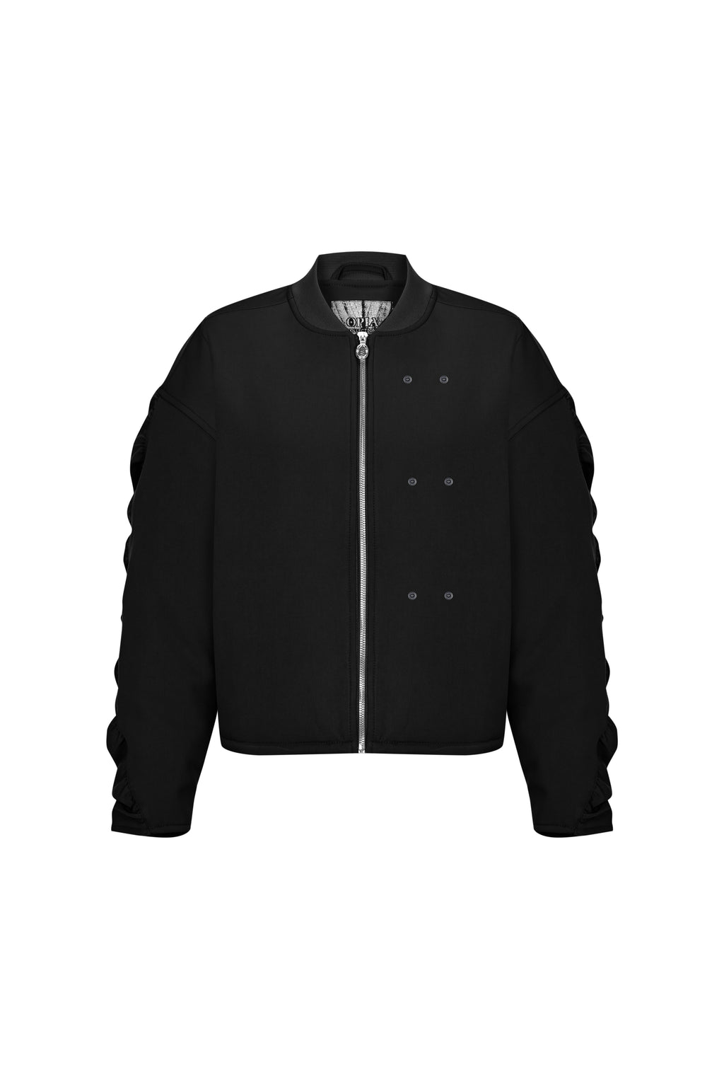 Siyah Luxe Büzgülü Bomber Ceket
