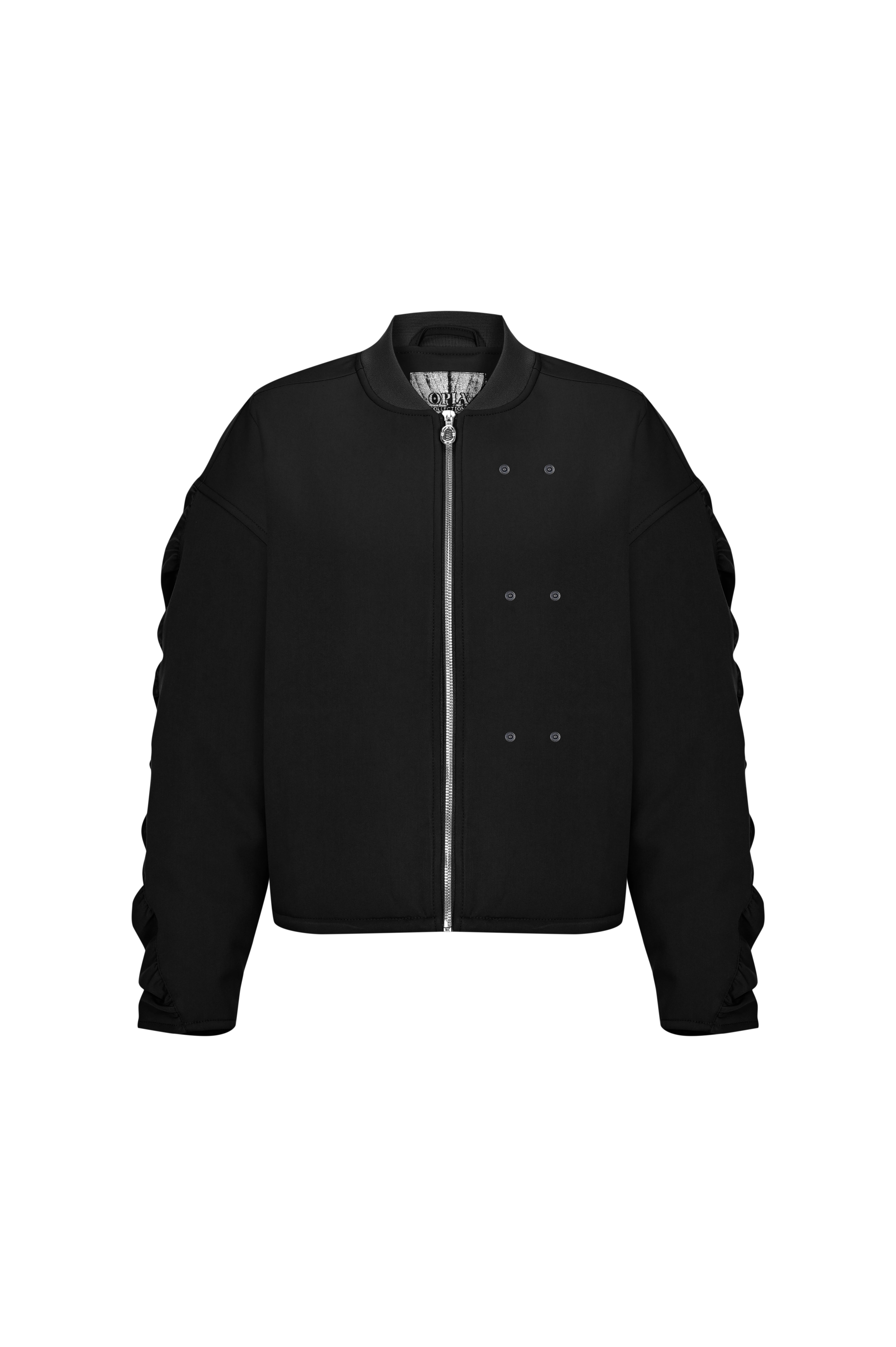 Siyah Luxe Büzgülü Bomber Ceket