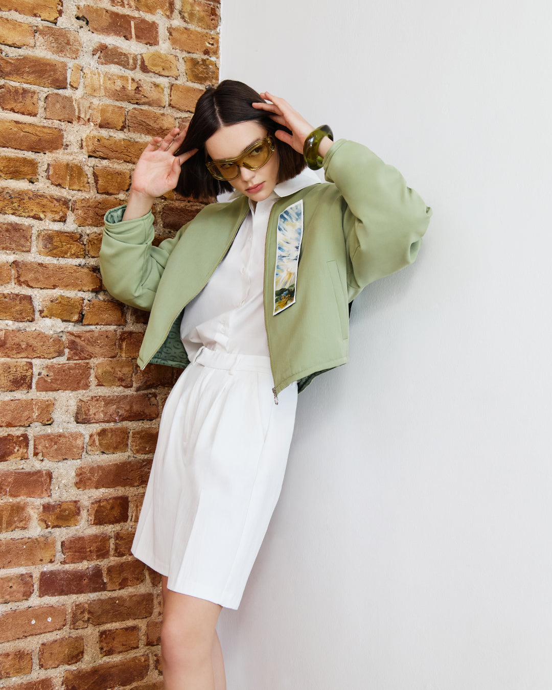 Olive Luxe Büzgülü Bomber Ceket