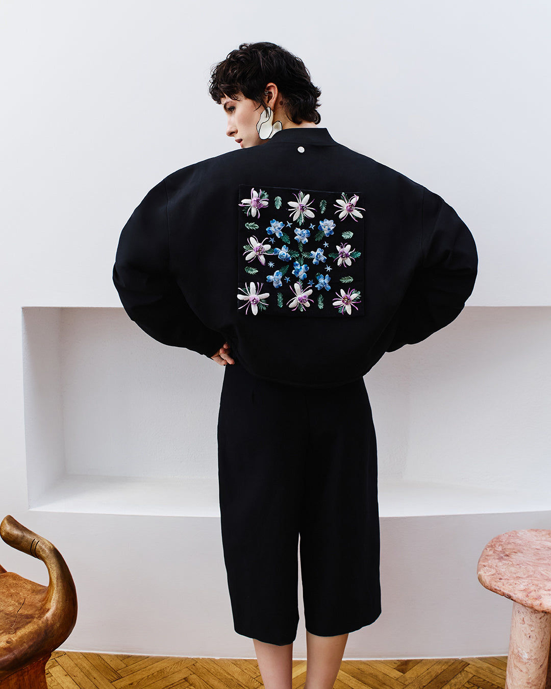 Siyah Luxe Büzgülü Bomber Ceket