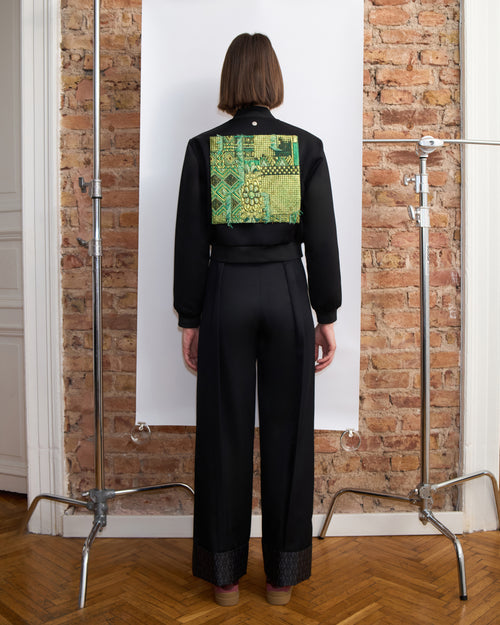 Black Crop Bomber Jacket